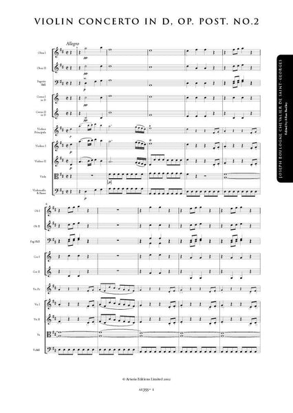 Violin Concerto in D major, Op.Post. No. 2 (AE355)