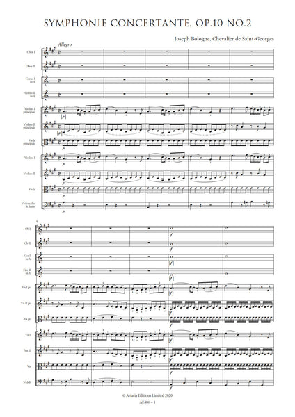 Symphonie Concertante in A major, Op.10 No.2 (AE406)
