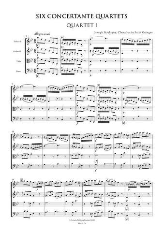 Sheet music preview of the Six Concertante Quartets by Joseph Bologne de Saint-Georges