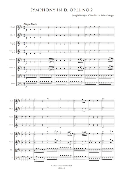 Symphony in D major, Op. 11 No. 2 (AE616)