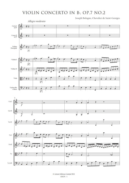 Violin Concerto in B flat major, Op.7 No.2 (AE629)