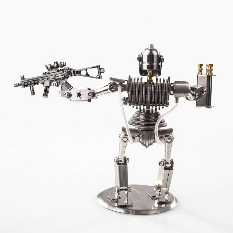 Metal Robot Gunner Assembled DIY Toy Stirlingkit