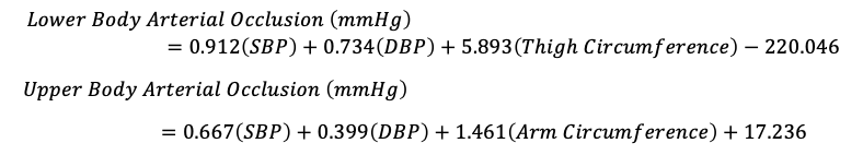 Blood Flow Restriction Equation Without Doppler - H+ Cuff