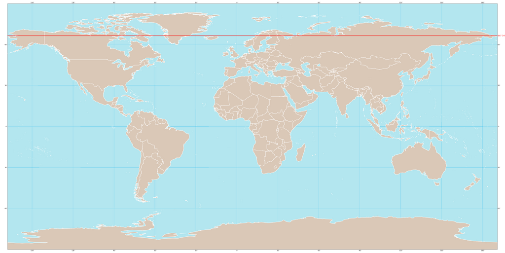 World map with arctic circle