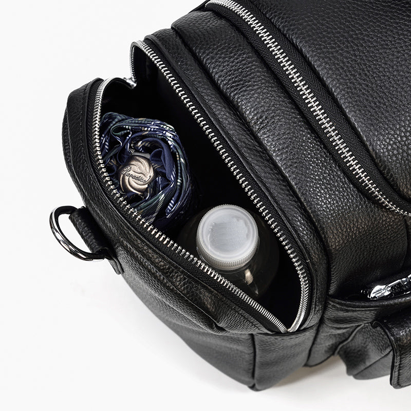 carry on Black Leather Duffle Bag