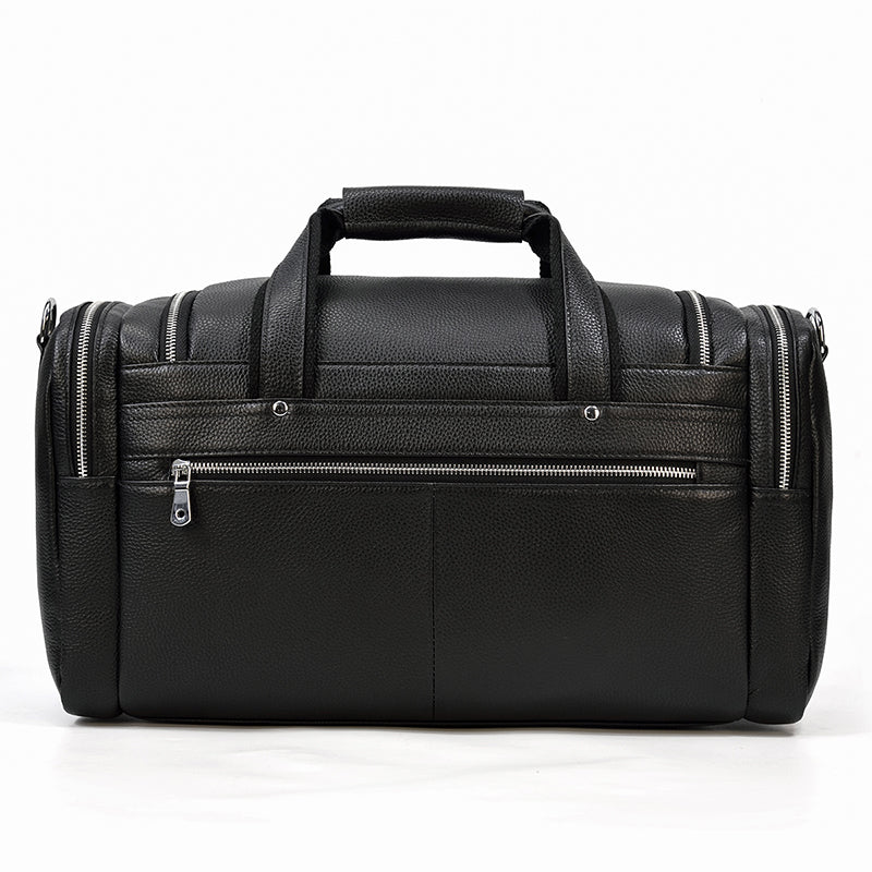 men's Black Leather Duffle Bag