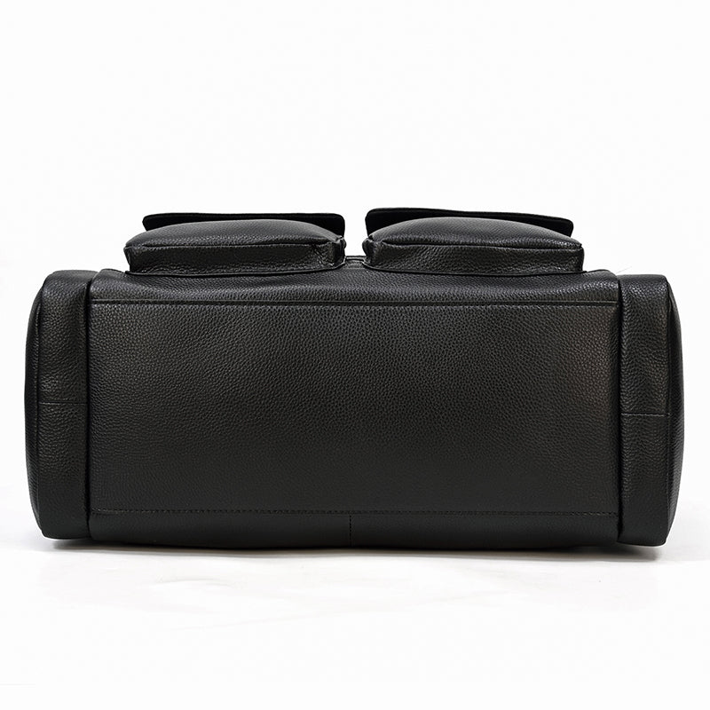 vintage style Black Leather Duffle Bag