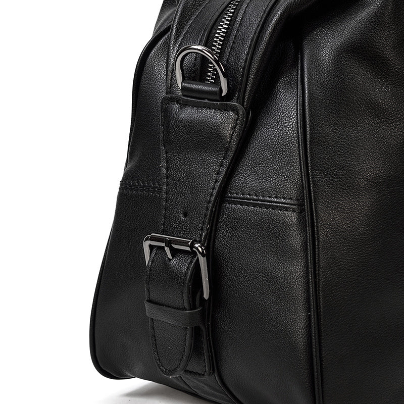 Black Leather Holdall  for women