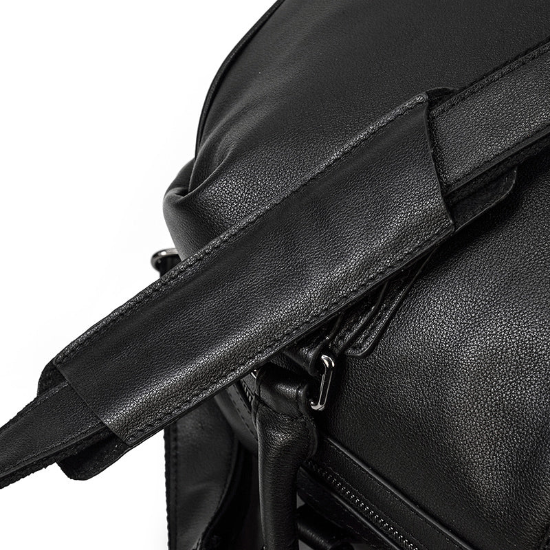 carry on Black Leather Holdall
