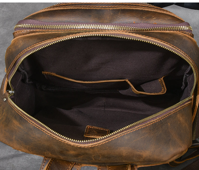 well made sturdy camel Leather Backpack