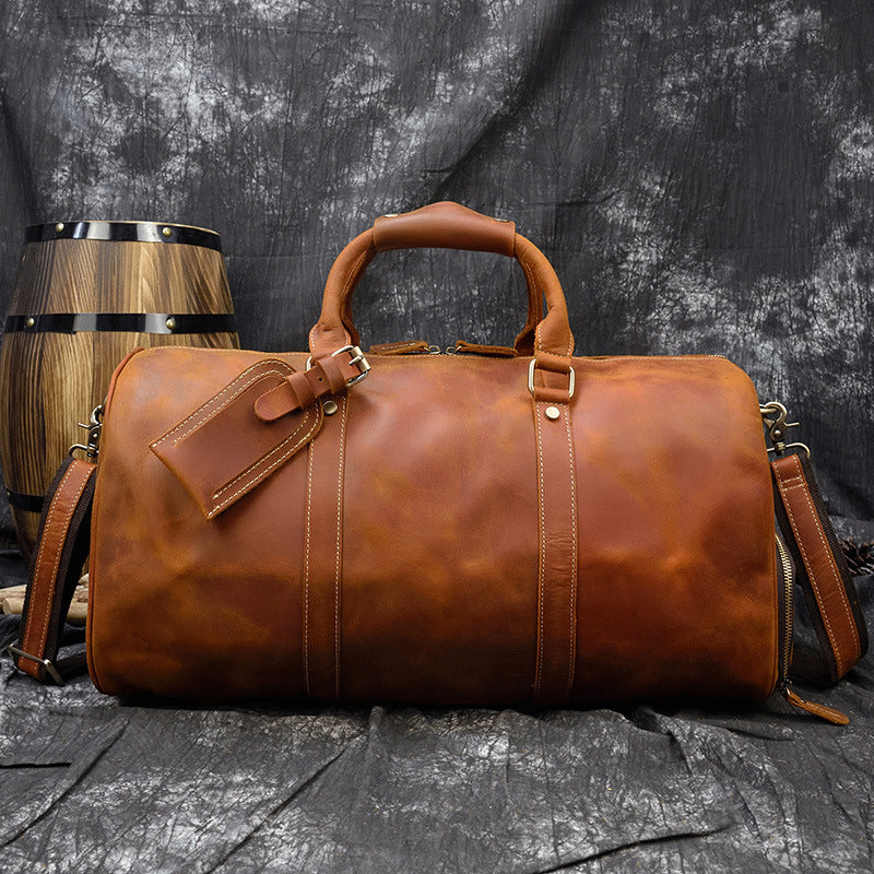 Brown Leather Duffle Bag  for men