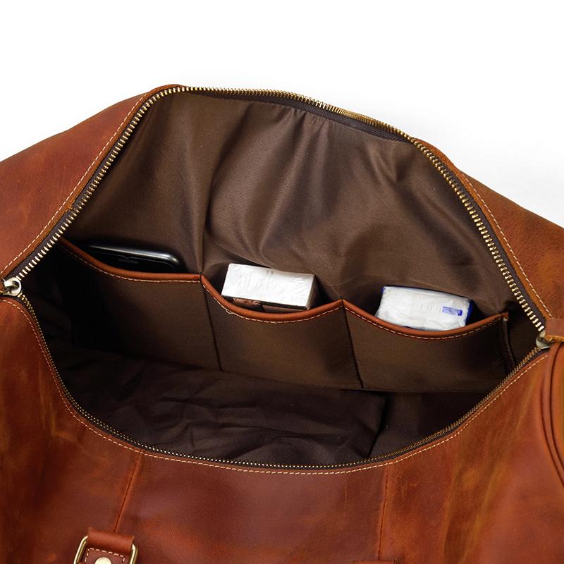 waterproof Brown Leather Duffle Bag