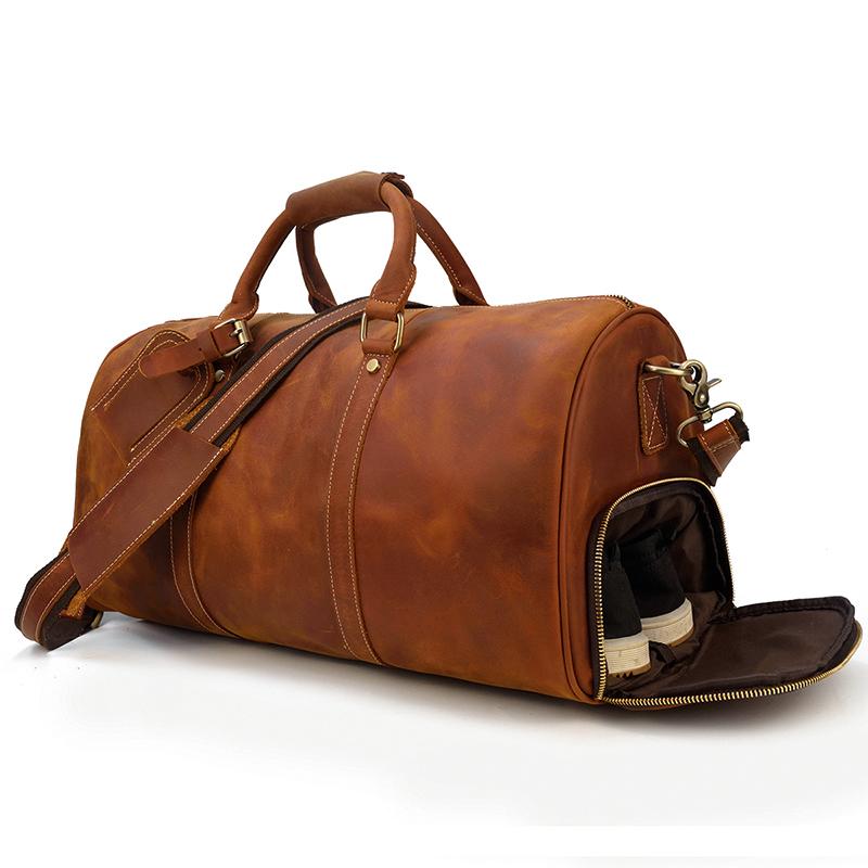 men's Brown Leather Duffle Bag