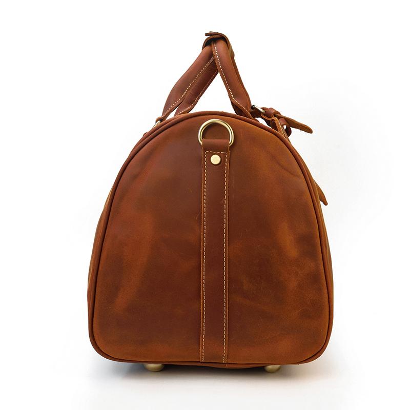 retro Brown Leather Duffle Bag