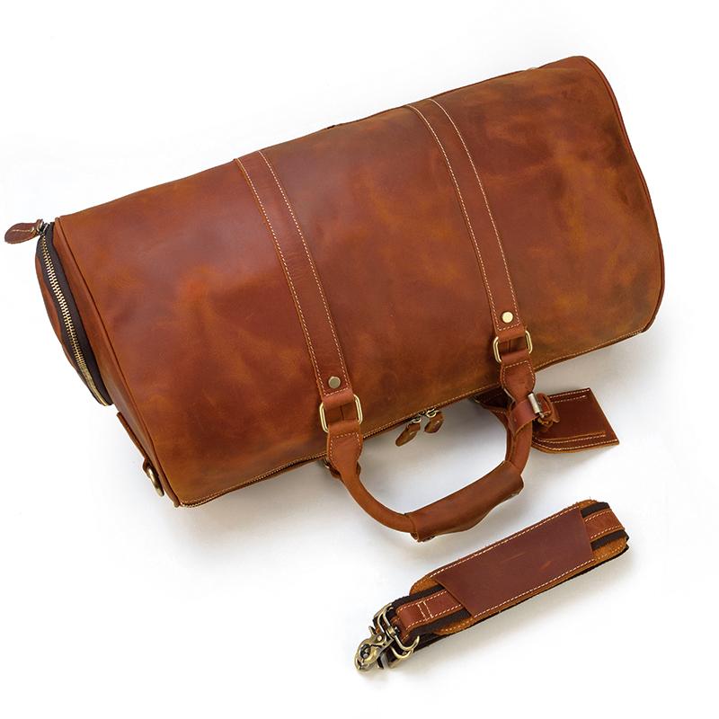 fashion Brown Leather Duffle Bag