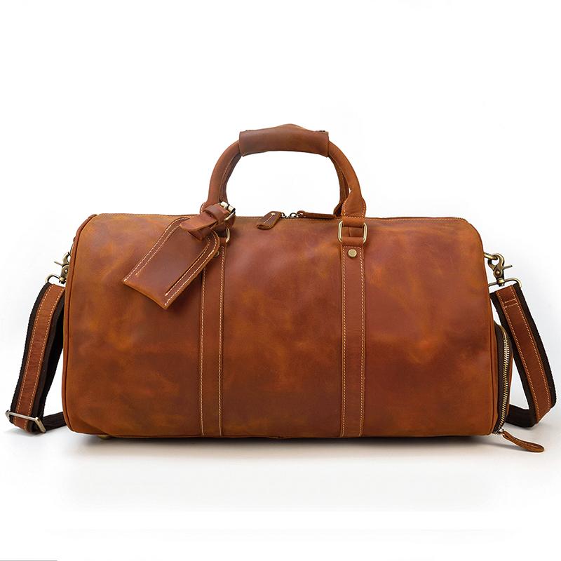 Brown Leather Duffle Bag