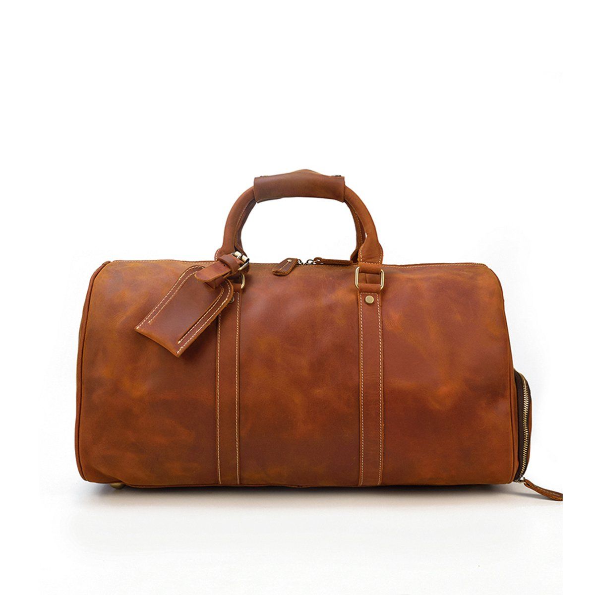 green army Brown Leather Duffle Bag