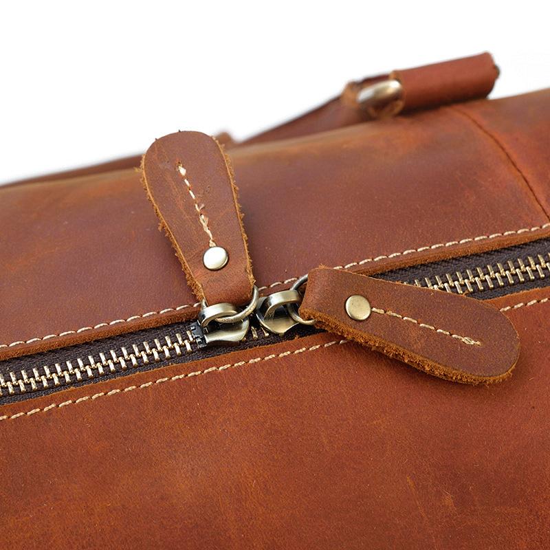 carry on Brown Leather Duffle Bag