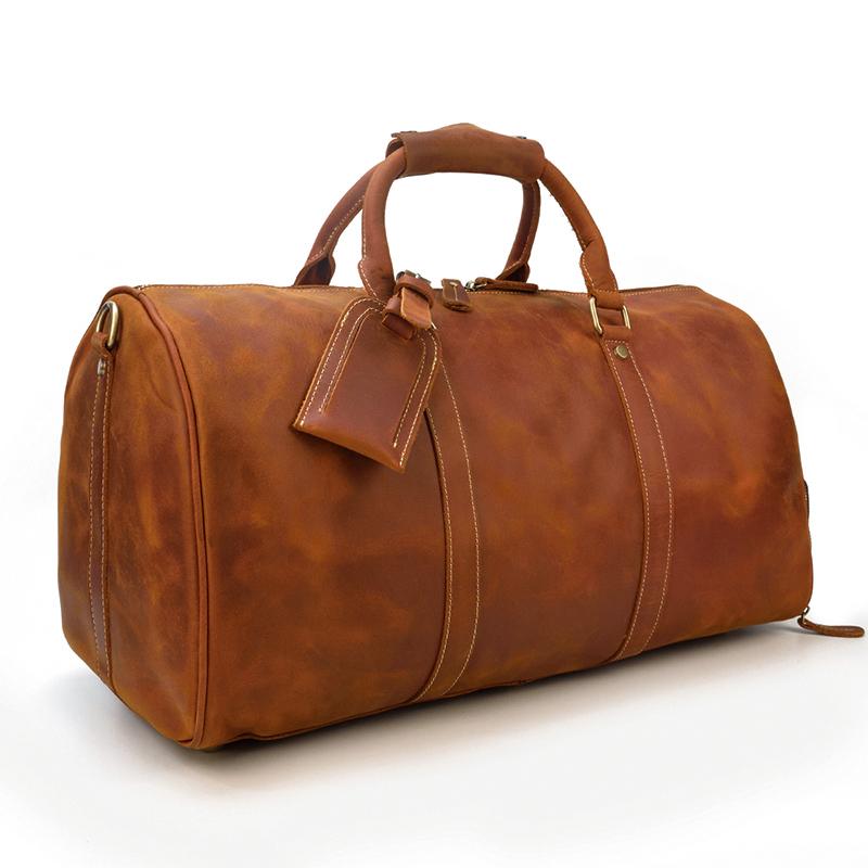 black Brown Leather Duffle Bag