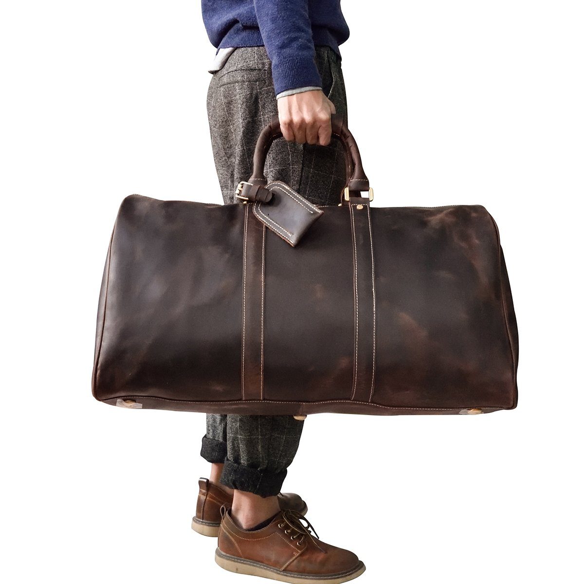 sturdy Brown Leather Holdall