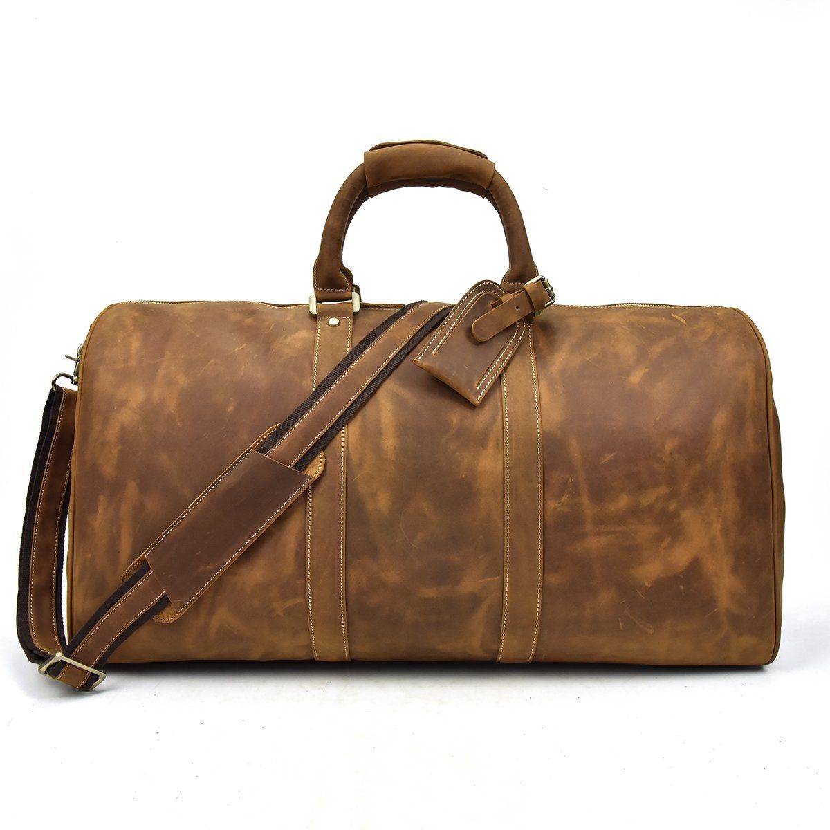 black Brown Leather Holdall