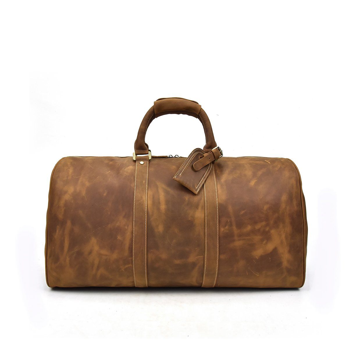 grey Brown Leather Holdall