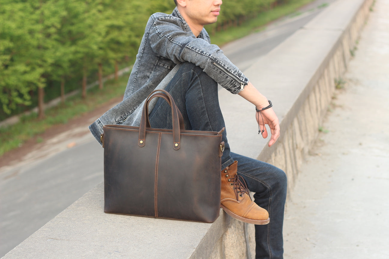Brown Leather Tote Bag for women