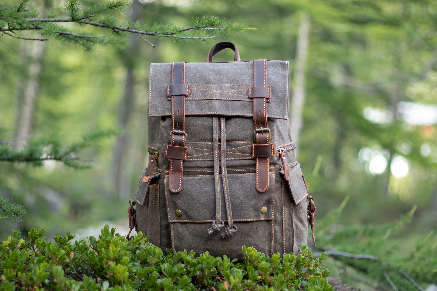 picture of the grey variant of the tallinn canvas drawstring backpack