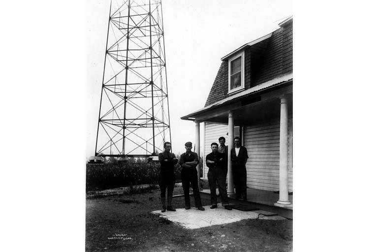 Crew at wireless telegraph station, Eagle, Alaska