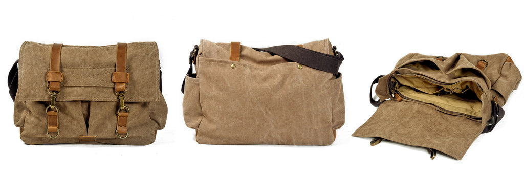 Canvas Vintage Raw-edge Messenger Bag 