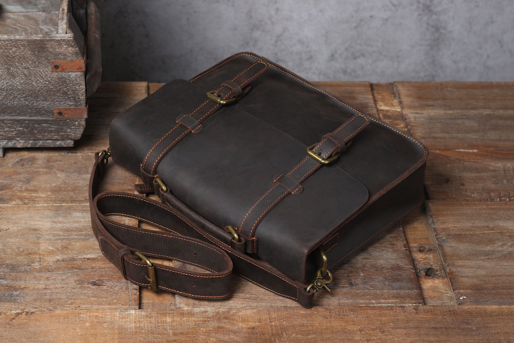 vintage style Leather Courier Bag