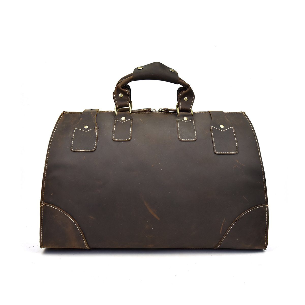 grey Leather Duffel Bag