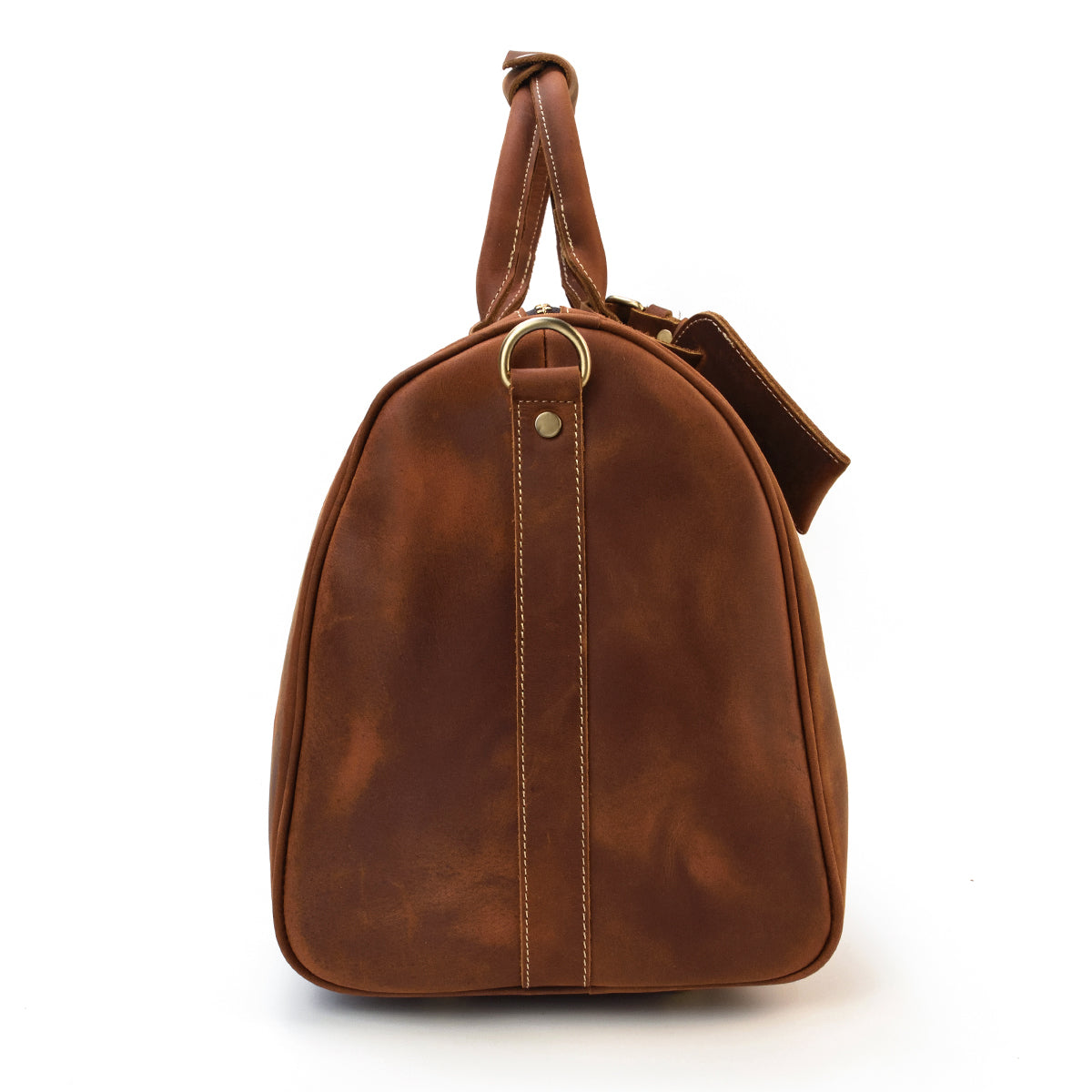 khaki Leather Duffle Bag