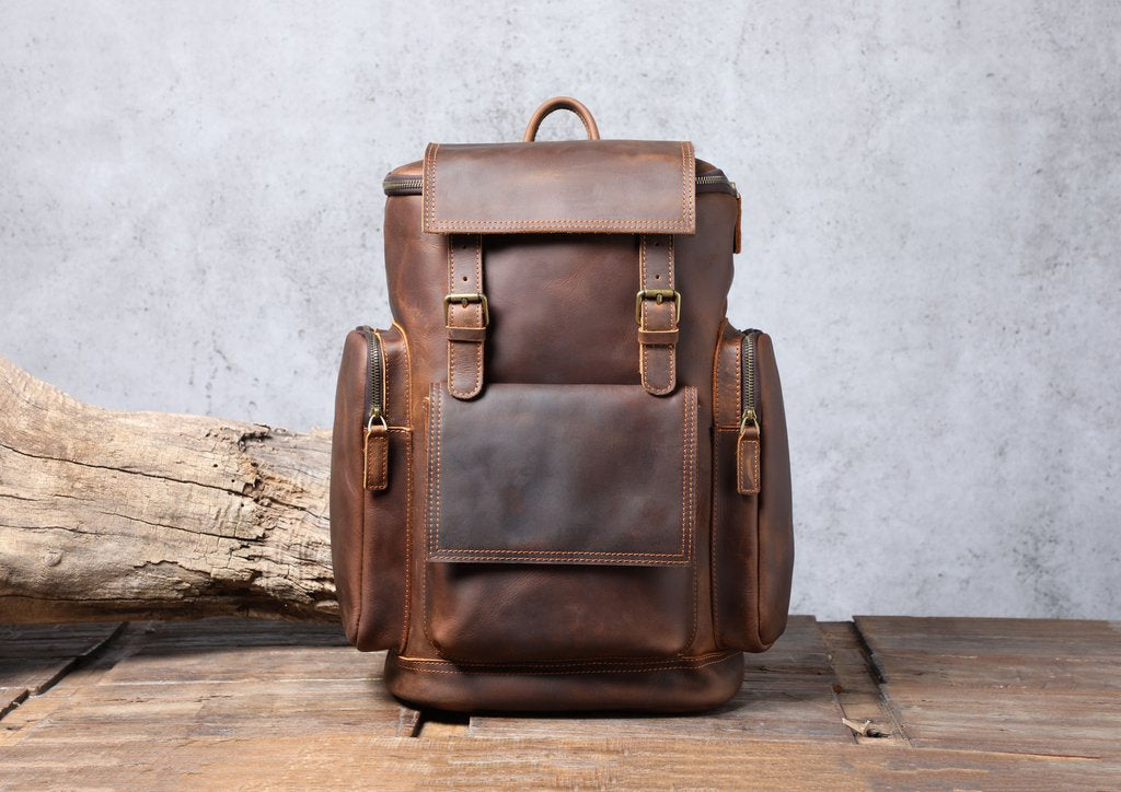 Crazy Horse Leather Bag Canvas Leather Travel Bag Single Shoulder Bag