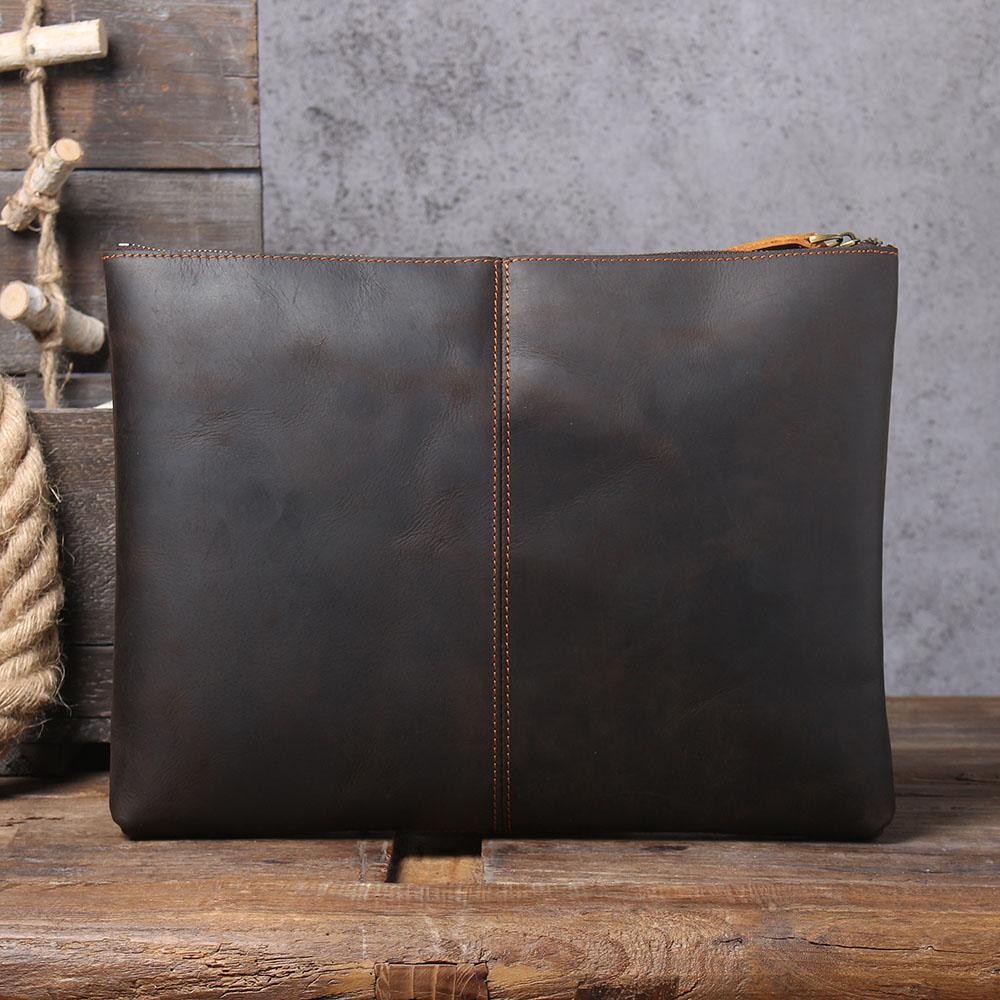 black Leather Laptop Pouch