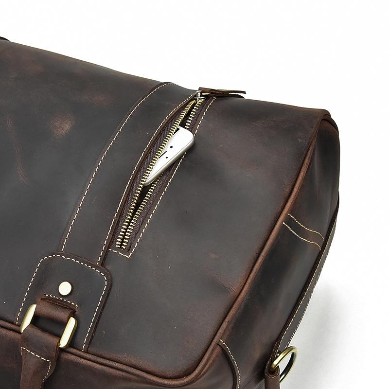 water resistant Leather Overnight Bag