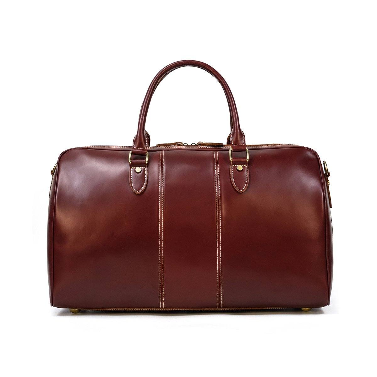 Full Grain Leather Weekender Bag for Men with Detachable Shoulder