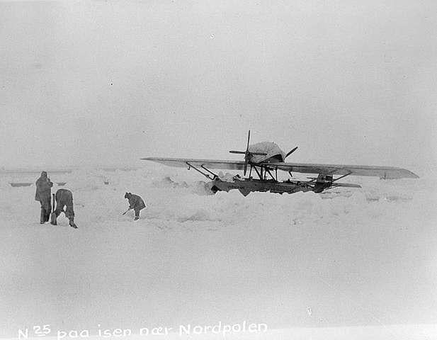 Roald amundsen and N-25 near the North Pole