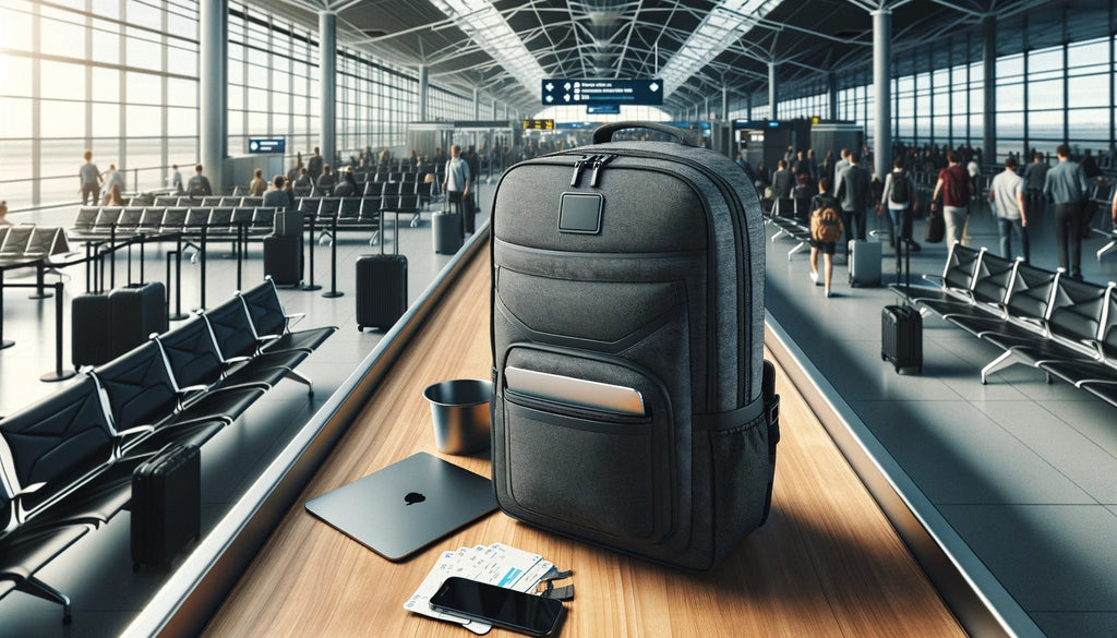 TSA friendly backpack in an airport setting