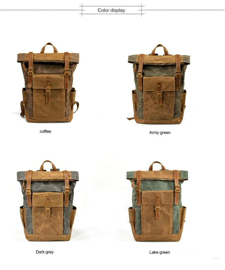 ultra-light and multipurpose waxed canvas day pack with adjustable shoulder-strap