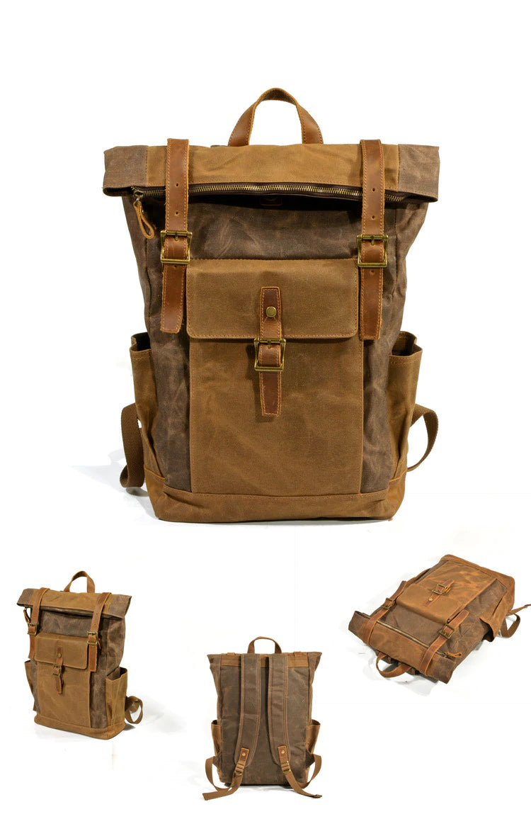 expedition canvas and leather satchel bag to store footwear, activewear or outerwear