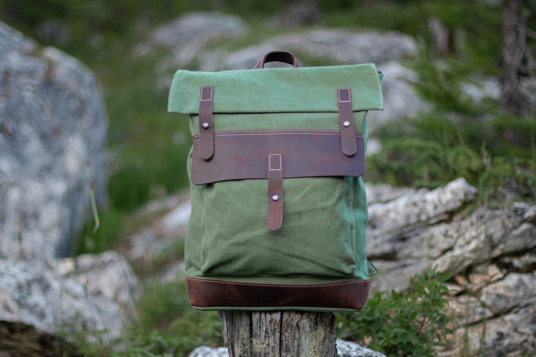 vintage style Waxed Cotton Backpack