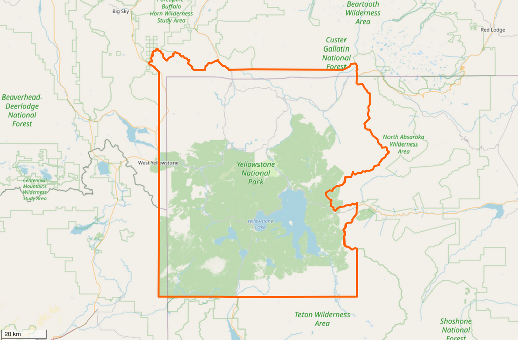 YELLOWSTONE NATIONAL PARK MAP