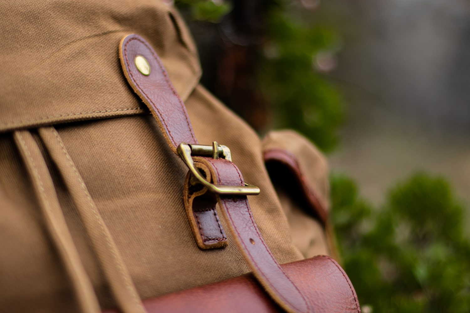 old school rucksack backpack leather straps