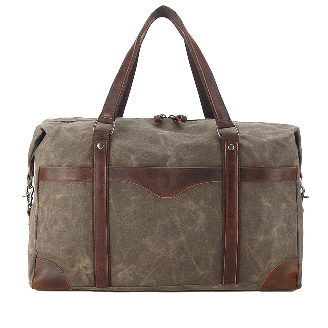 army green mens canvas duffle bag front