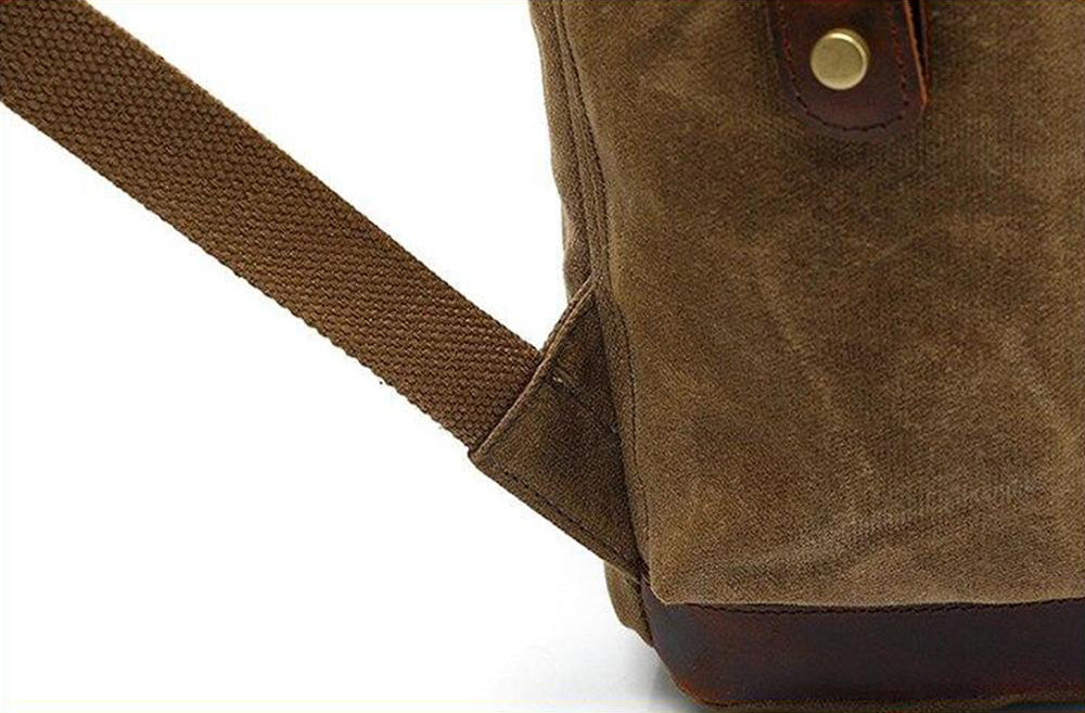 old school style waxed cotton laptop backpack