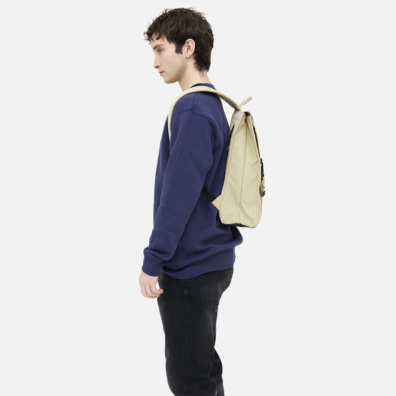 beige recycled laptop backpack men trendy