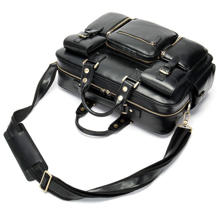 mens black leather messenger bag