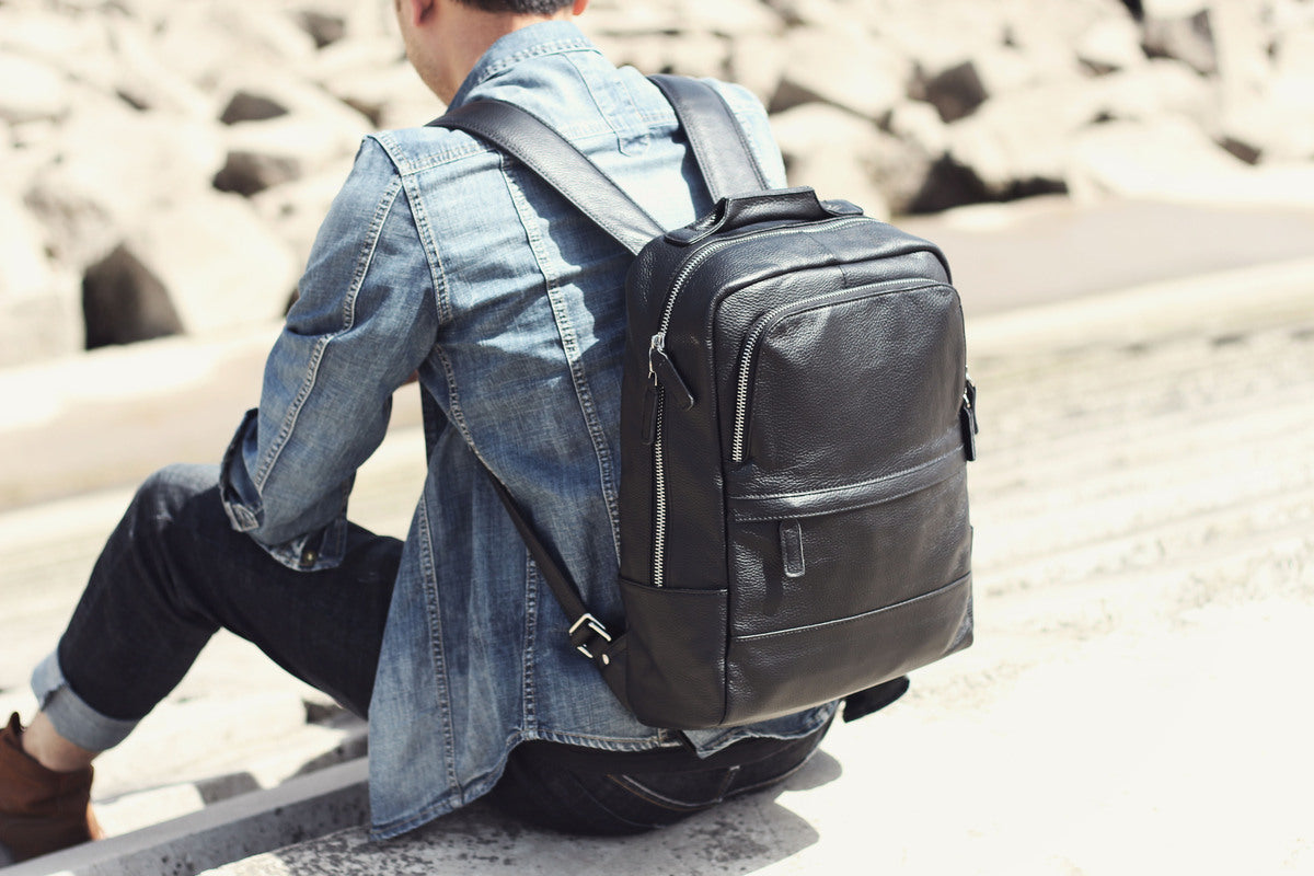 black and tan backpack