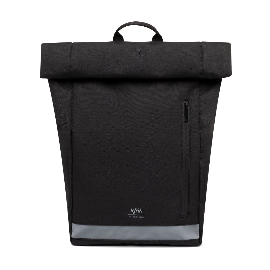 black eco friendly laptop backpack front view